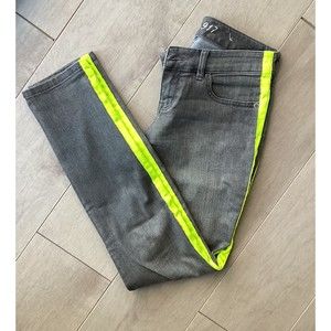 THE LIMITED DENIM GRAY sz 4 stretchy Jean tuxedo neon stripe straight